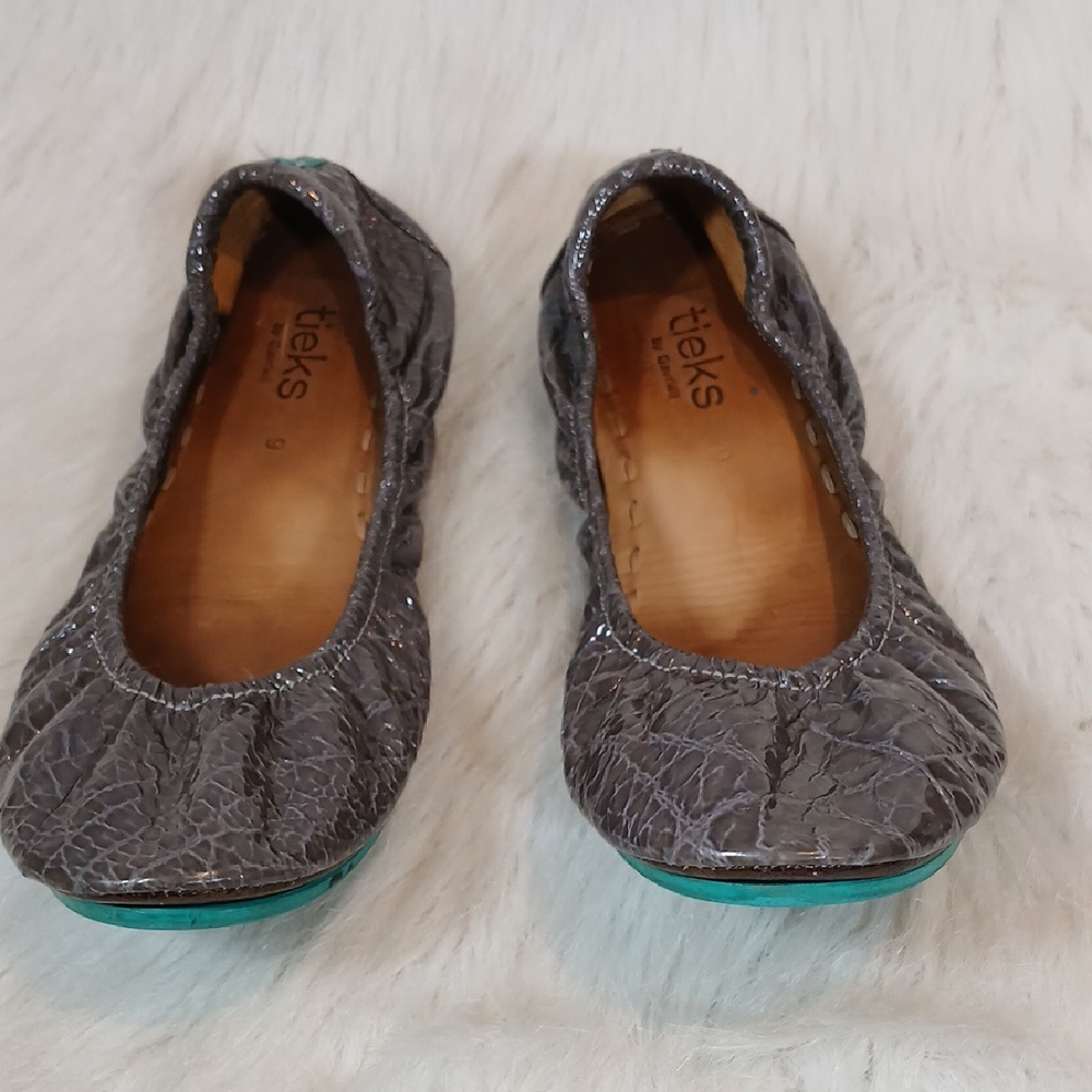 Tieks By Gavrieli State Grey Croc Print Patent Leather Sz 9 Women's